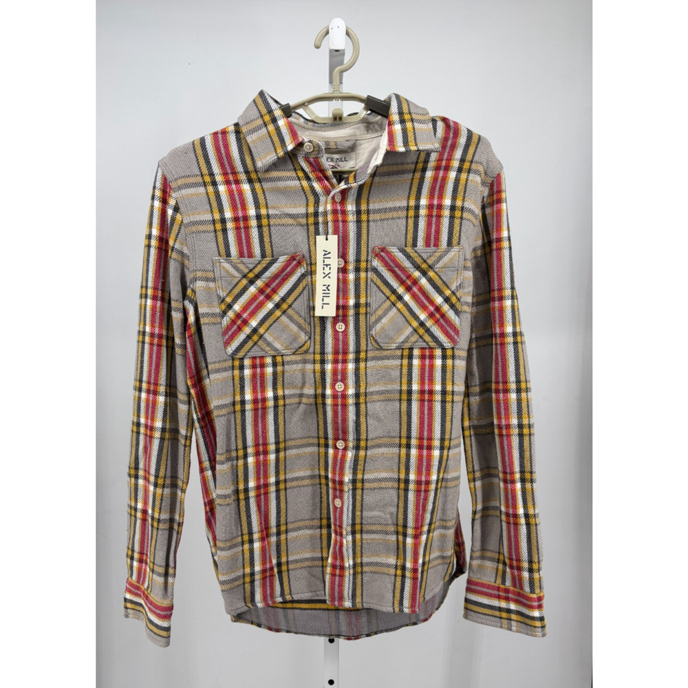 Alex Mill Chore Shirt Men S Gray Red Plaid Vintage Wash Flannel Soft Classic NWT